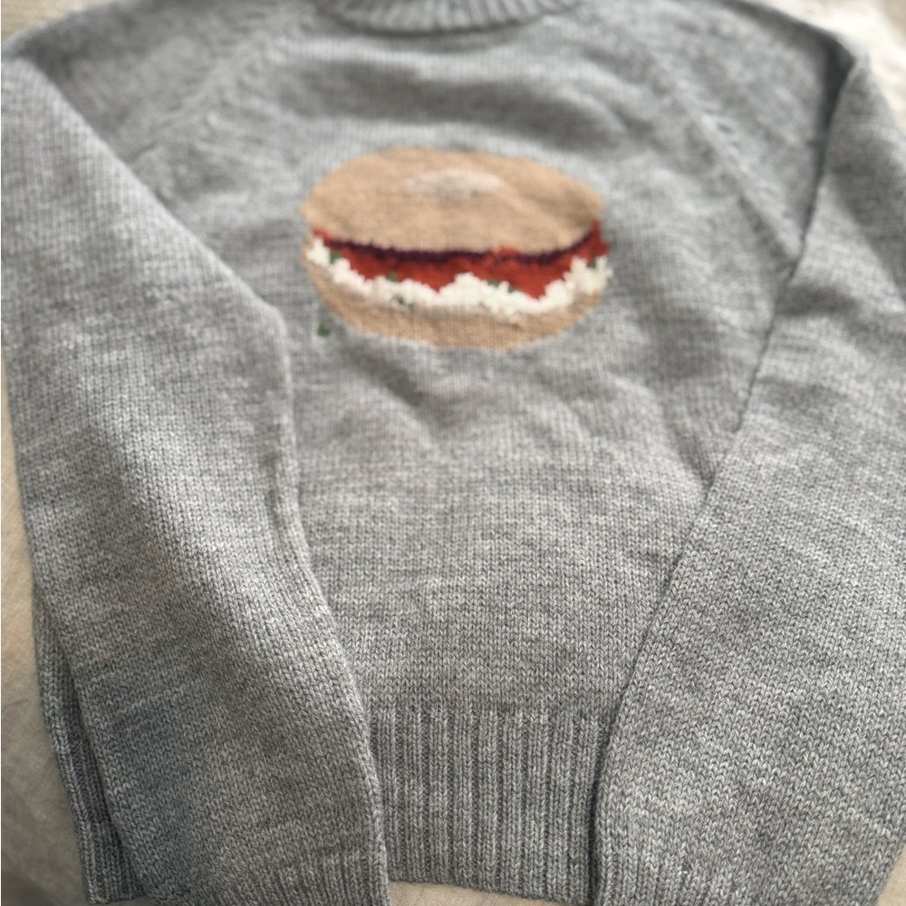 Rachel Antonoff Gray Sweater with Bagel Motif - Picture 3 of 7